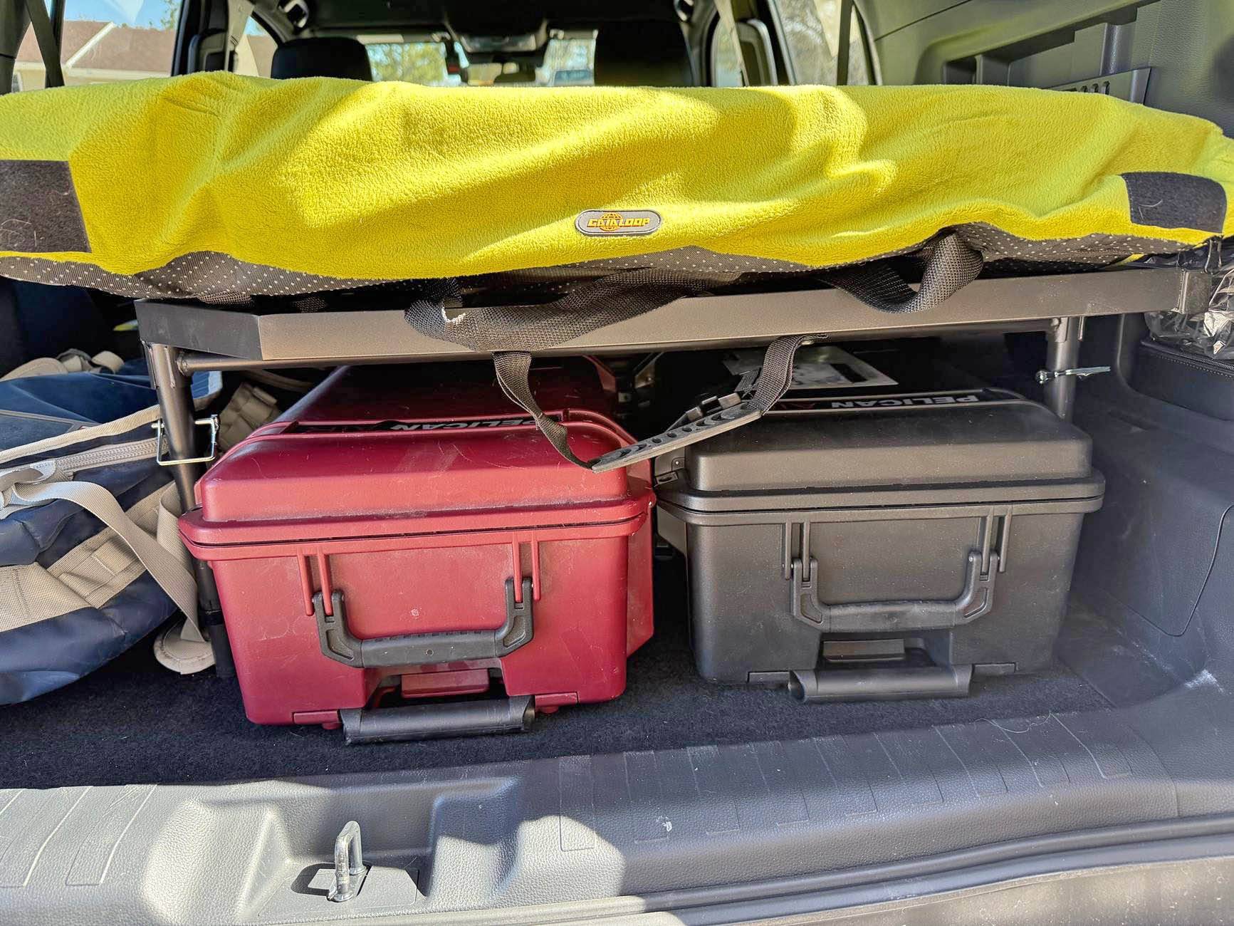 2025 4runner 6th gen Camping / sleeping bed in cargo area with Nokhu Gear Pack Rack platform & mattress IMG_2265