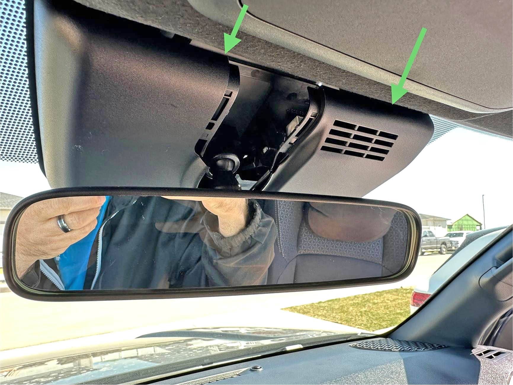 2025 4runner 6th gen How-to remove plastic shroud cover around rear view mirror - DIY (for auto dimming mirror w/ compass & homelink install) IMG_0483
