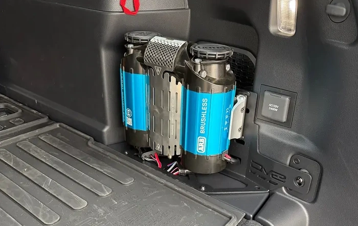 ARB twin compressor install in cargo area - my new Hybrid TRD ORP