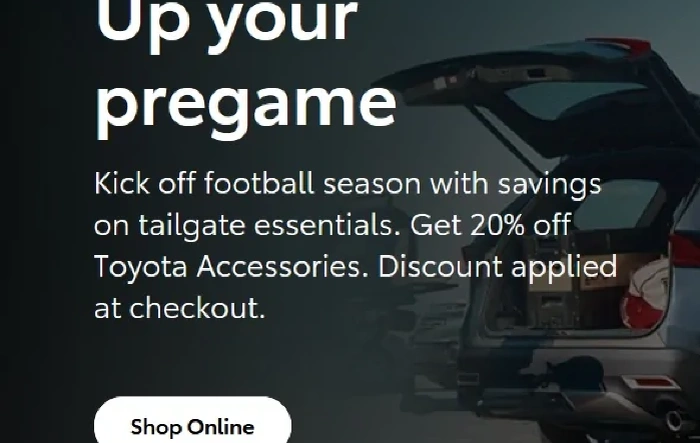 20% Sale Toyota Accessories/Parts Discount Through August 10th