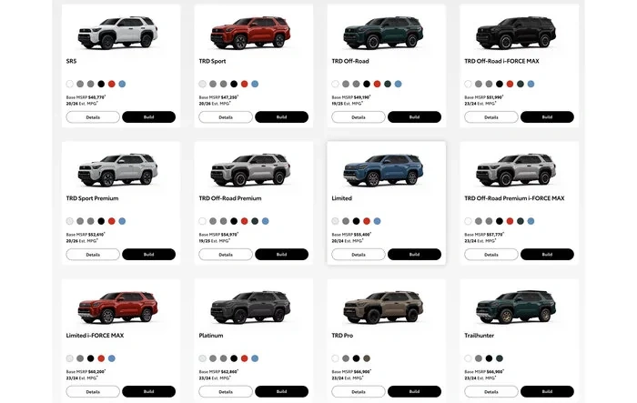 Build & Price Configurator for 2025 4Runner models / trims now on Toyota website! [Update: ALL trims now available]