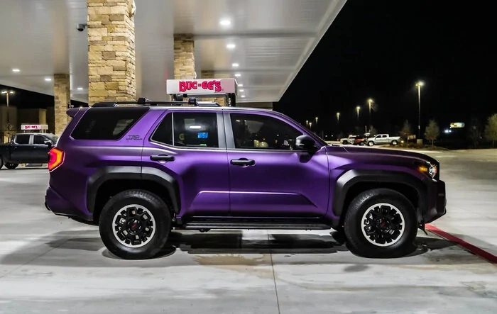 Matte purple wrap, 285/70R17 Wildpeak AT4W + 17x8.5 Nomad Convoy Wheels +0 Offset, Prinsu roof rack & ladder