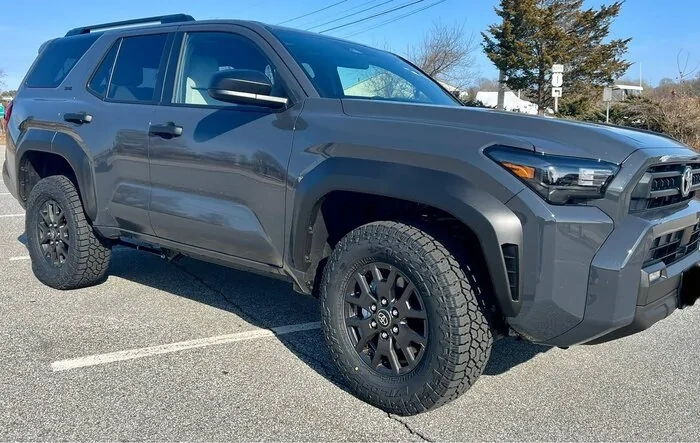 265/70R17 Wildpeak AT4W (31.5") tires installed on stock SR5 wheels