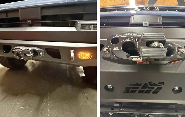 Aftermarket Bumper: CBI Covert SS Winch Bumper, WARN Winch, Factor 55, Diode Dynamics installled