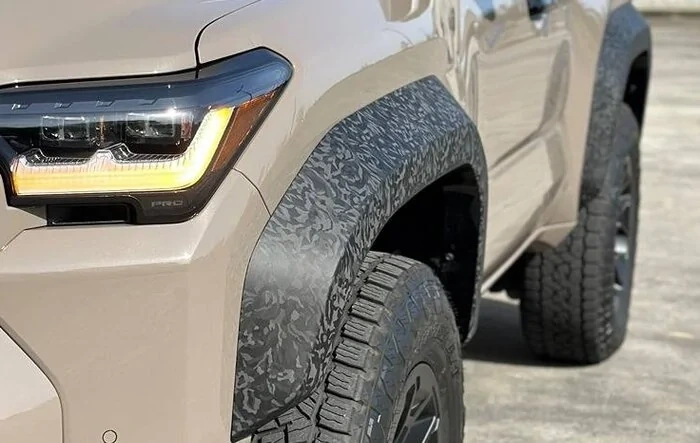 TRD Pro: Wrapped black flares, mirror caps, hood scoop in 3M 2080 Shadow Black Textured Vinyl Wrap