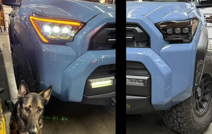 Alpharex Nova Headlights installed, with lights ON photos