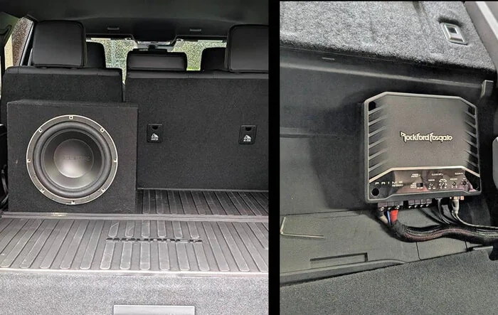 Aftermarket Subwoofer & Sub Amp installed (w/ removable subwoofer enclosure box)