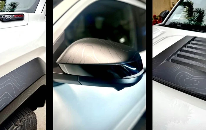 Topo-Wrap and Full Front PPF on TRD Pro (Mirrors, Fender Flares, Hood Scoop)
