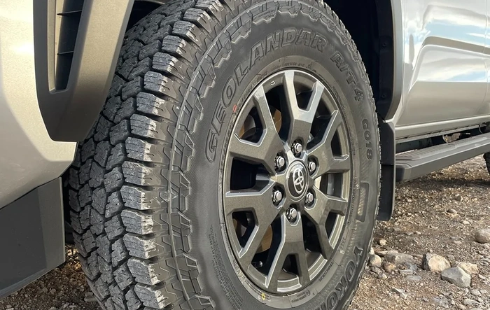 255/80/17 (33" inch) Geolander AT4 tires on SR5 (no issues, no rubbing, full size spare fits)