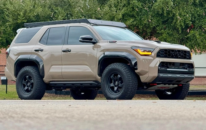 4Runner TRD PRO stock suspension on Work Meister S1 +18 offset, Wildpeak AT3W 285/70/18