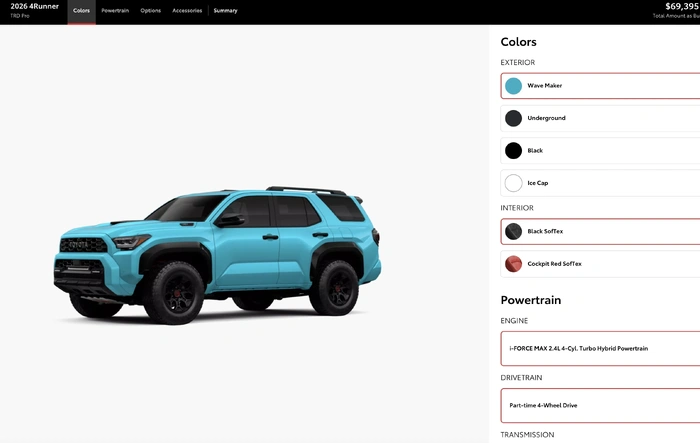 2026 4Runner Build & Price is up! New color Wave Maker is available