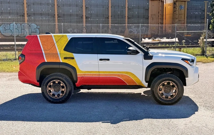 6th Gen 4Runner Trailhunter in TRD Racing Colors Stripes (tri-color vinyl livery)