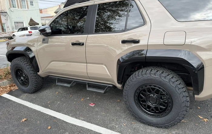 TRD Pro on 285/70/18 KO3 tires and KMC GRS +18 offset wheels, no lift