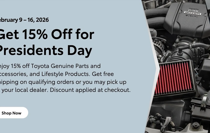 Toyota OEM Parts sale 15% off until 2/16/26