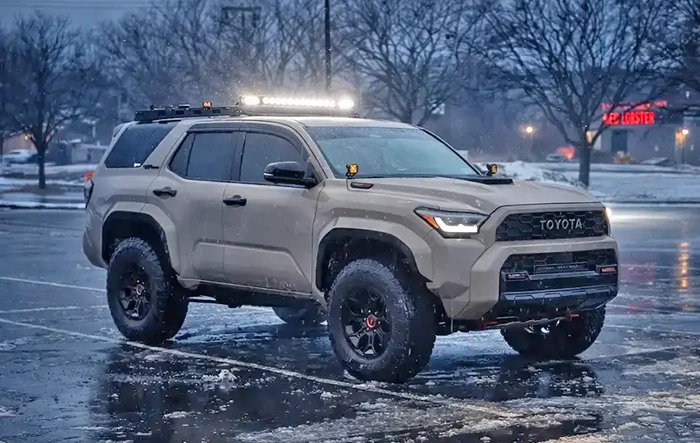 2025 4Runner TRD PRO build: Westcott lift kit, 295/70/18 Nitto Recon Grappler, color matched fender flares, Victory4x4 half rack, light bar