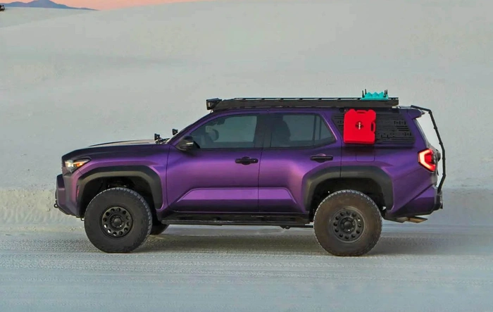 OME Old Man Emu MT64 lift kit (3" front / 2" rear lift) on matte purple 4Runner build